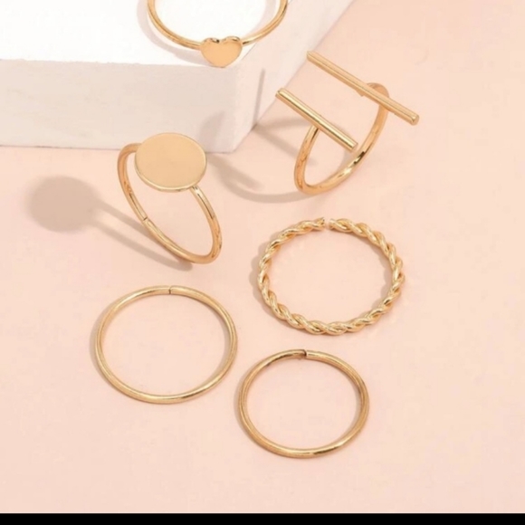 6 Piece Goldtone Trendy Ring Set - Picture 3 of 4